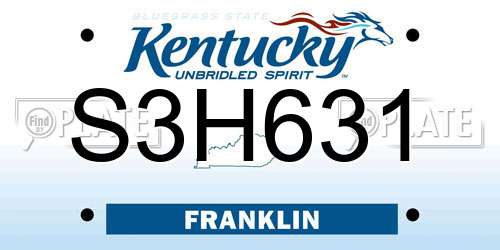 S3H631 Kentucky License Plate