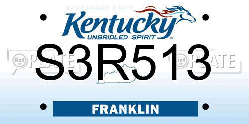 S3R513 Kentucky License Plate