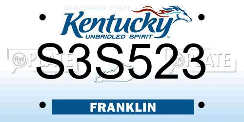 S3S523 Kentucky License Plate