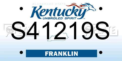 S41219S Kentucky License Plate