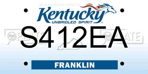 S412EA Kentucky License Plate