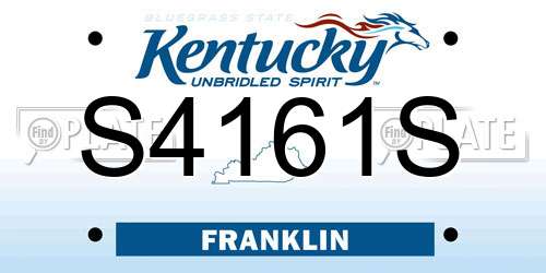 S4161S Kentucky License Plate