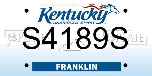 S4189S Kentucky License Plate