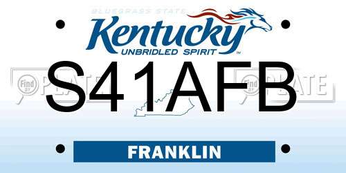 S41AFB Kentucky License Plate