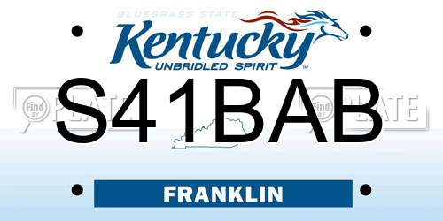 S41BAB Kentucky License Plate