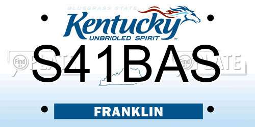 S41BAS Kentucky License Plate