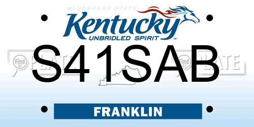 S41SAB Kentucky License Plate