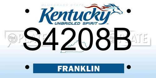 S4208B Kentucky License Plate
