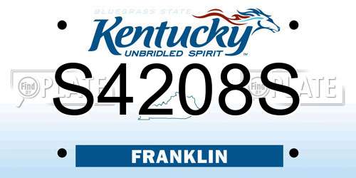 S4208S Kentucky License Plate