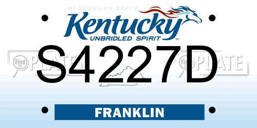 S4227D Kentucky License Plate