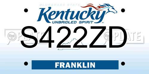 S422ZD Kentucky License Plate