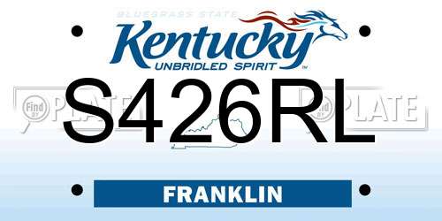 S426RL Kentucky License Plate