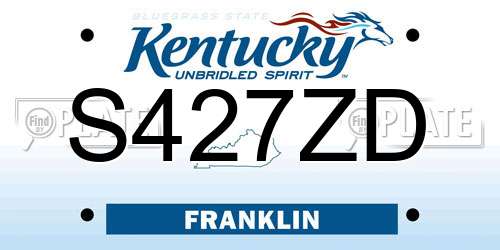 S427ZD Kentucky License Plate