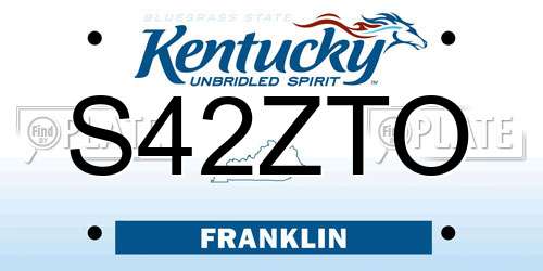 S42ZTO Kentucky License Plate