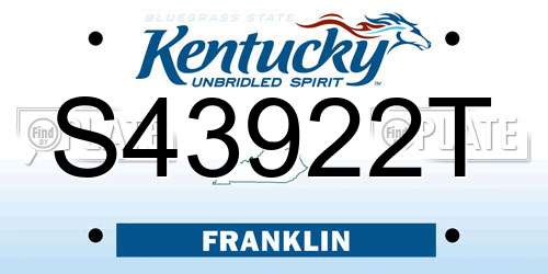 S43922T Kentucky License Plate