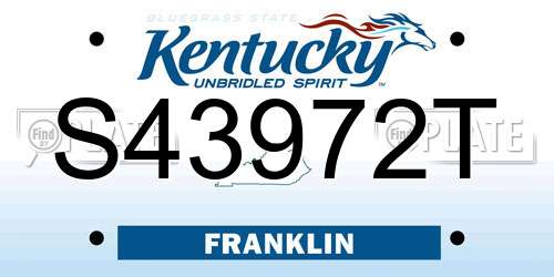 S43972T Kentucky License Plate