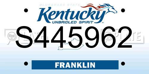 S445962 Kentucky License Plate