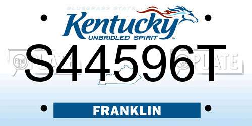 S44596T Kentucky License Plate