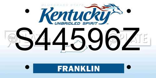 S44596Z Kentucky License Plate