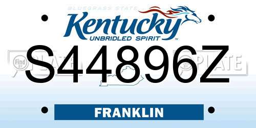 S44896Z Kentucky License Plate