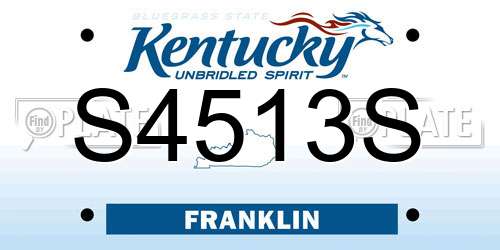 S4513S Kentucky License Plate