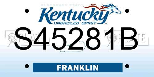 S45281B Kentucky License Plate