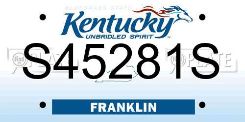 S45281S Kentucky License Plate
