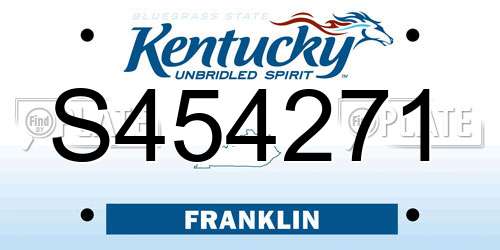 S454271 Kentucky License Plate