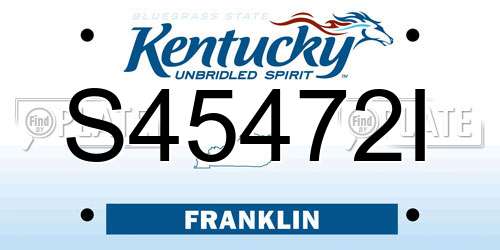 S45472I Kentucky License Plate