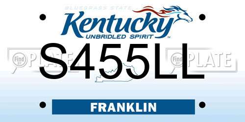 S455LL Kentucky License Plate