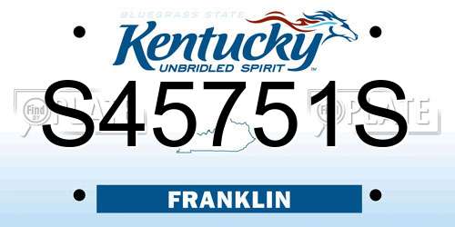 S45751S Kentucky License Plate