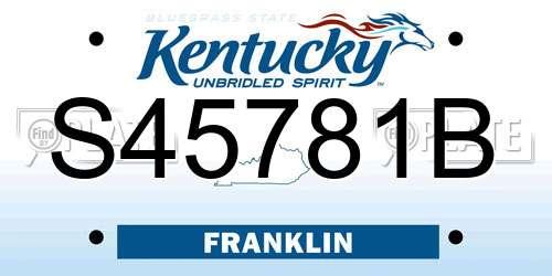 S45781B Kentucky License Plate
