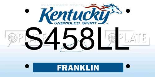 S458LL Kentucky License Plate