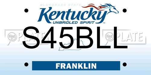 S45BLL Kentucky License Plate