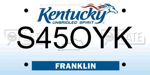 S45OYK Kentucky License Plate