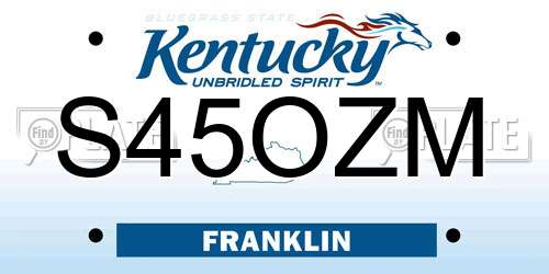 S45OZM Kentucky License Plate