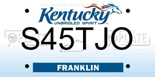 S45TJO Kentucky License Plate