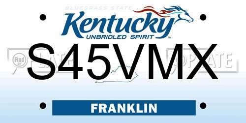 S45VMX Kentucky License Plate