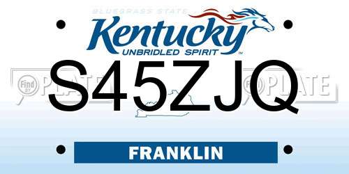 S45ZJQ Kentucky License Plate