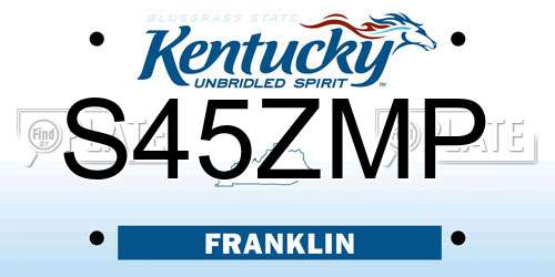 S45ZMP Kentucky License Plate