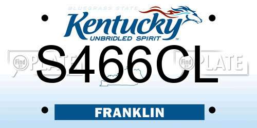 S466CL Kentucky License Plate