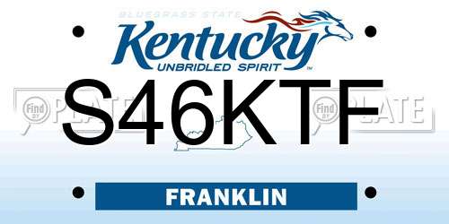 S46KTF Kentucky License Plate