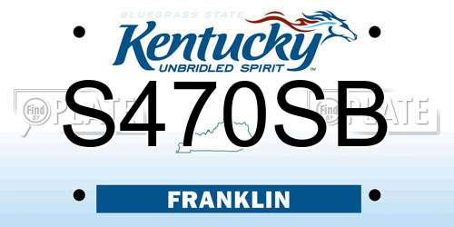 S470SB Kentucky License Plate