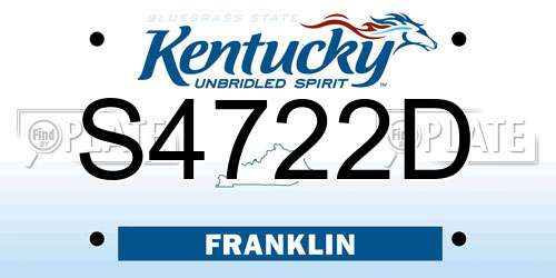 S4722D Kentucky License Plate