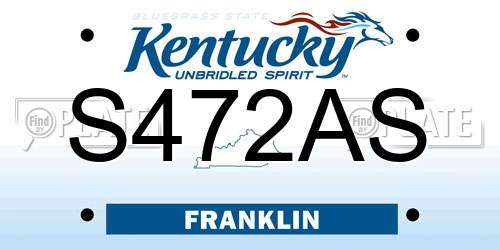 S472AS Kentucky License Plate