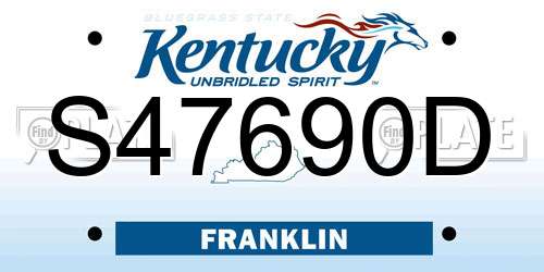 S47690D Kentucky License Plate