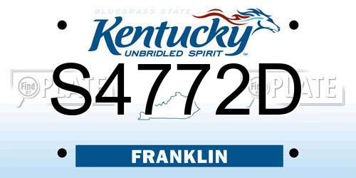S4772D Kentucky License Plate