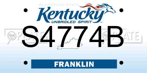 S4774B Kentucky License Plate