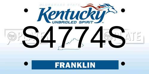 S4774S Kentucky License Plate