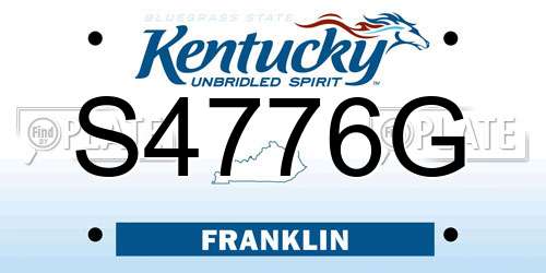 S4776G Kentucky License Plate